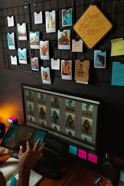 A contemporary workspace showcasing a laptop, tablet, and smartphones, ideal for tech and freelance use.
